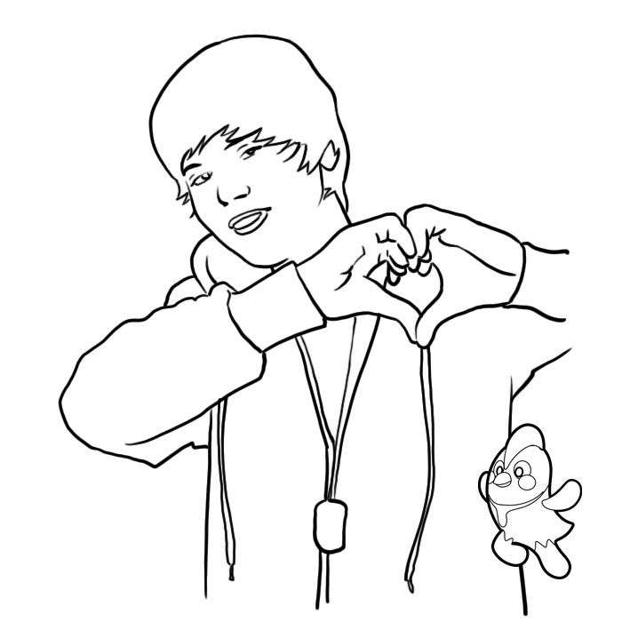 coloriage justin bieber forme un coeur